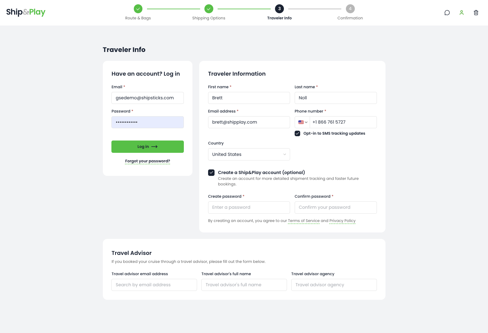 Step 4 — Traveler Info